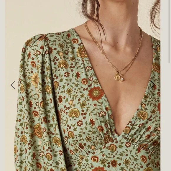 NWT! Spell x Free People "The Lady Untamed" Floral Gown in Matcha Med MSRP $289 - Picture 11 of 14